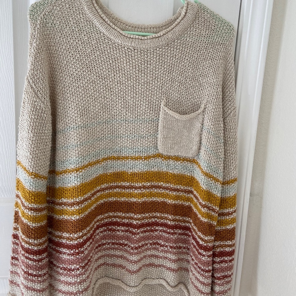 Multi-Color Stripe Rip Curl Sweater